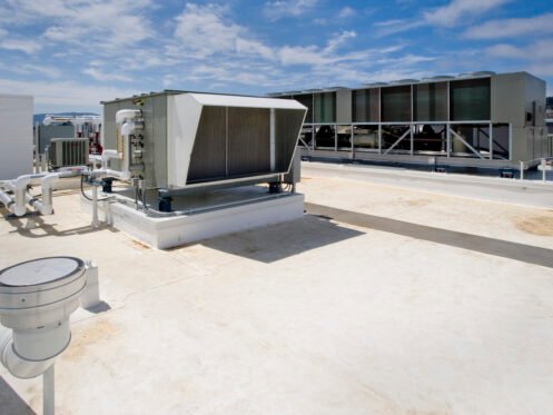 Commercial HVAC system on a rooftop