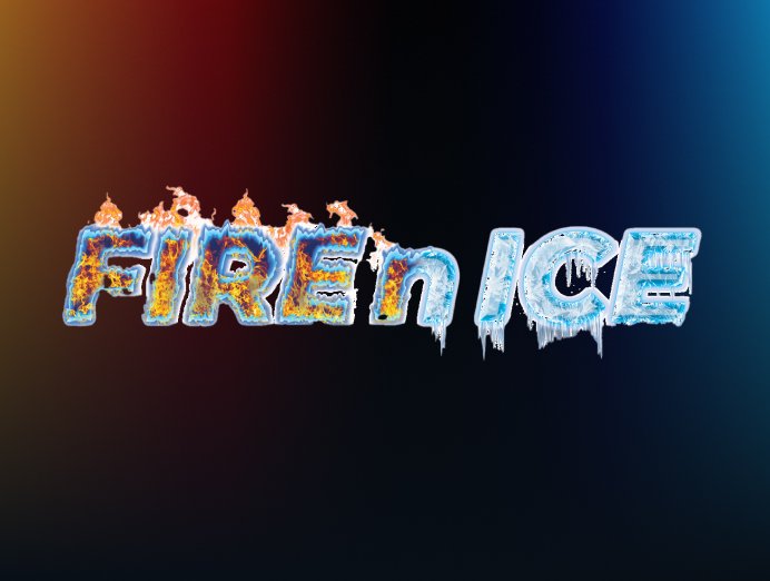 fire n ice logo on a black orange and blue gradient